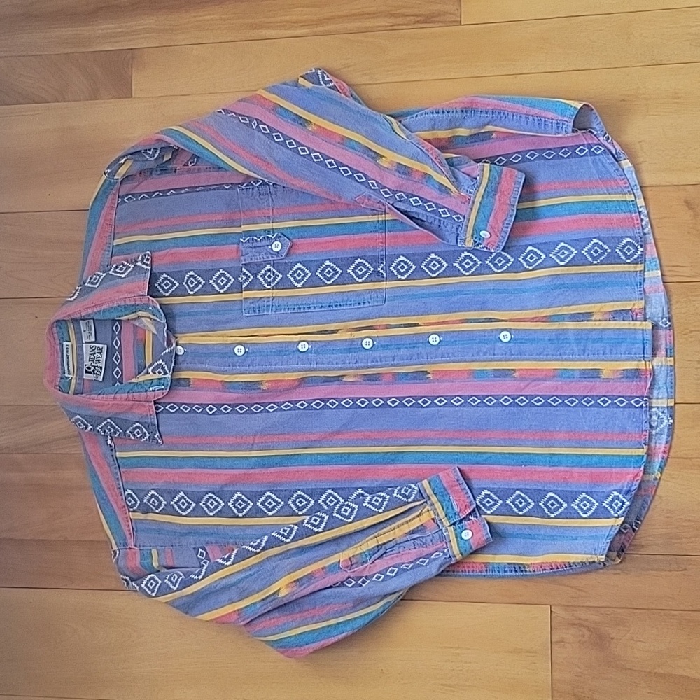 VTG jeans wear multi colored cowgirl size small shirt